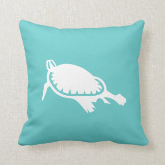 white Sea turtle on teal blue pillow