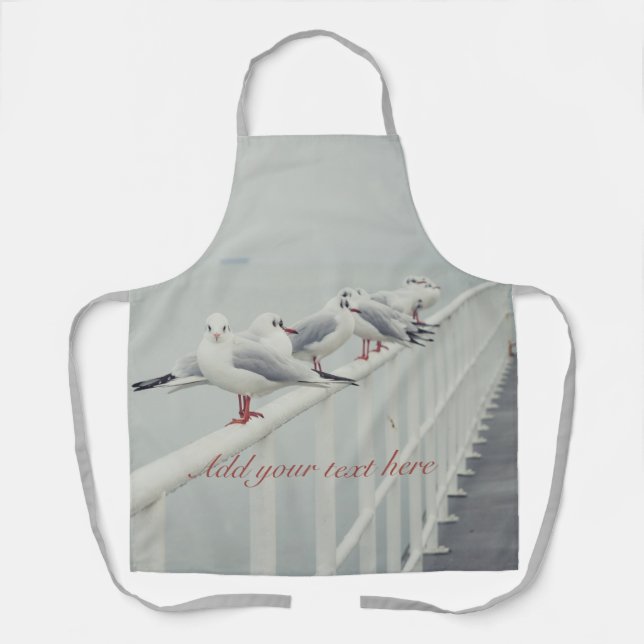 White seagull on a winter day apron (Front)