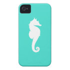 White Seahorse on Turquoise