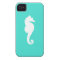 White Seahorse on Turquoise