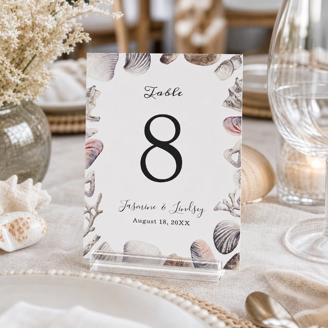White Seashell Coral Wedding Table Number (Creator Uploaded)
