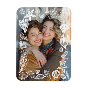 White Seashells Frame Custom Photo Magnet