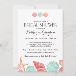 White Seashells Invitation pour le mariage sur la 