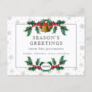 White Season's Greetings Classic Vintage No-Photo Holiday Postcard
