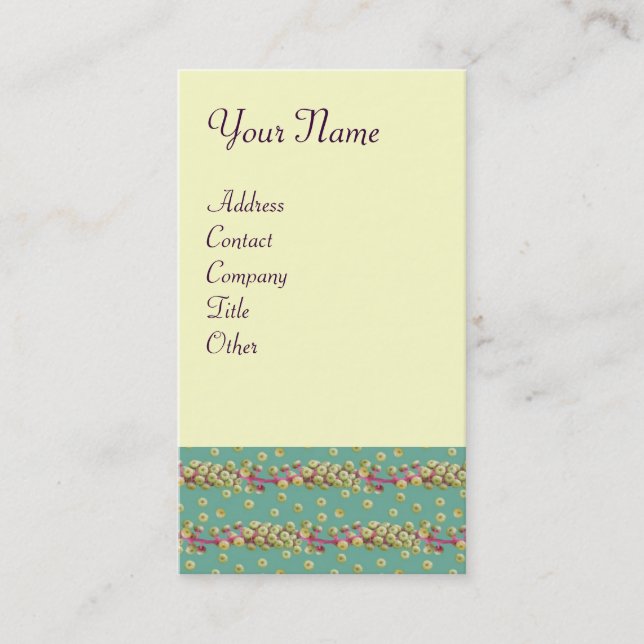 WHITE SEEDS , light yellow  green pink Business Card (Front)