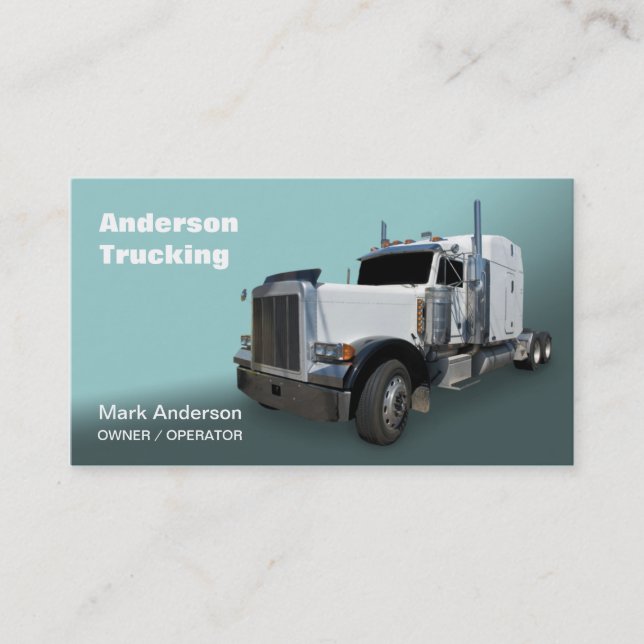 White Semi Truck Business Card (Front)