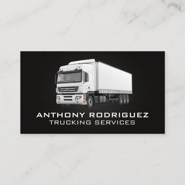 White Semi Truck | Trucking Services Business Card (Front)