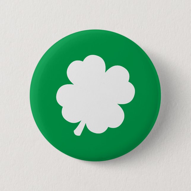 White Shamrock 2 Inch Round Button (Front)