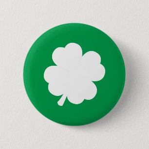 White Shamrock 2 Inch Round Button