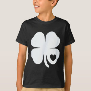 White Shamrock Heart Irish St Patrick's Day Gift W T-Shirt