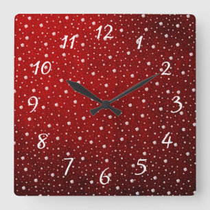 white shamrock in red vintage background square wa wall clock