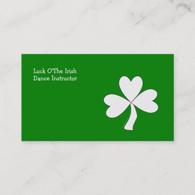 White Shamrock St. Patrick's Day Irish Good Luck Business Card (Front)