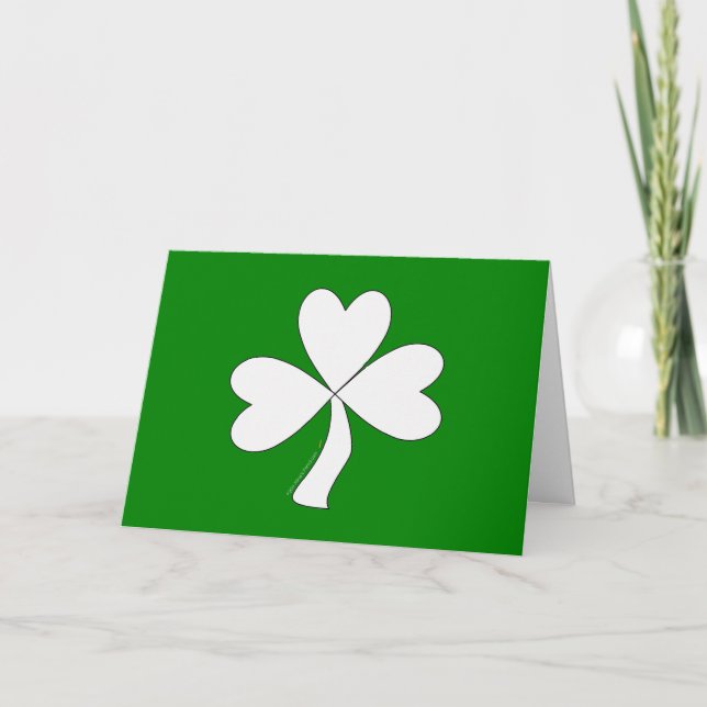 White Shamrock St. Patrick's Day Irish Good Luck Card (Front)