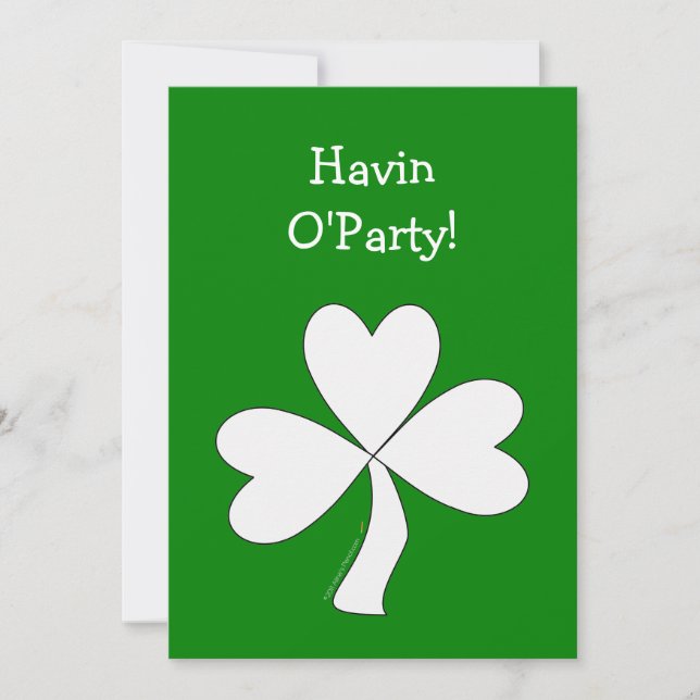 White Shamrock St. Patrick's Day Irish Good Luck Invitation (Front)