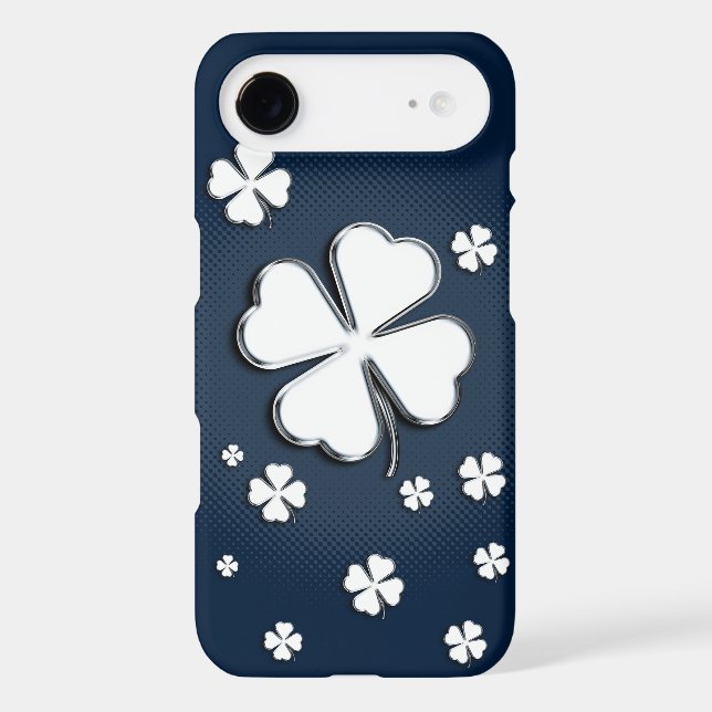 White shamrocks on blue backgrounds Case-Mate iPhone case (Back)