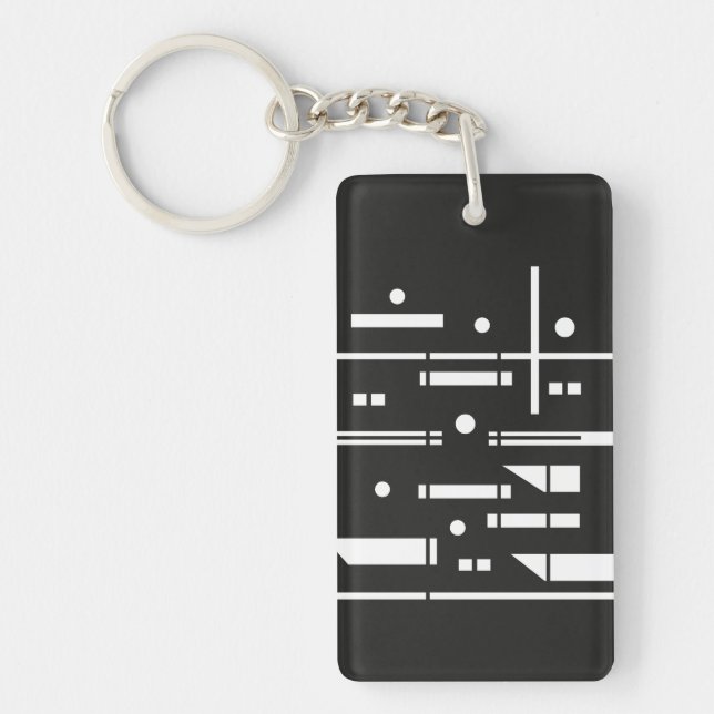 White Shapes on a Black Background Keychain (Front)