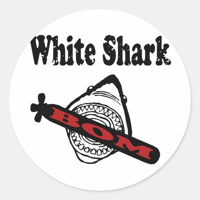 White Shark Classic Round Sticker (Front)