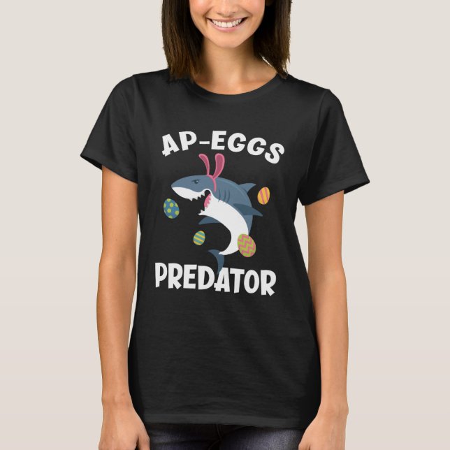 White Shark Easter Bunny Ap Eggs Predator T-Shirt (Front)