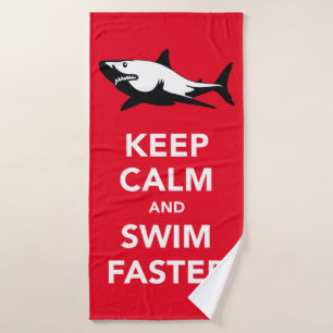 White Shark + Keep calm & swim faster Bath Towel