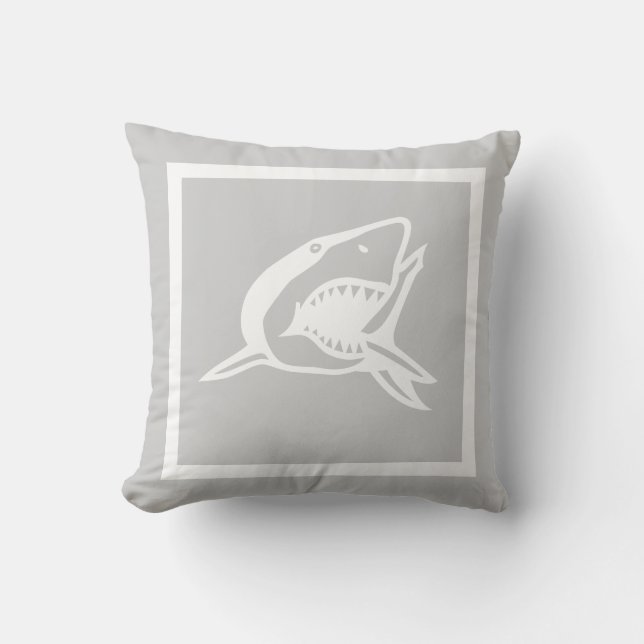 white  shark on grey pillow (Front)