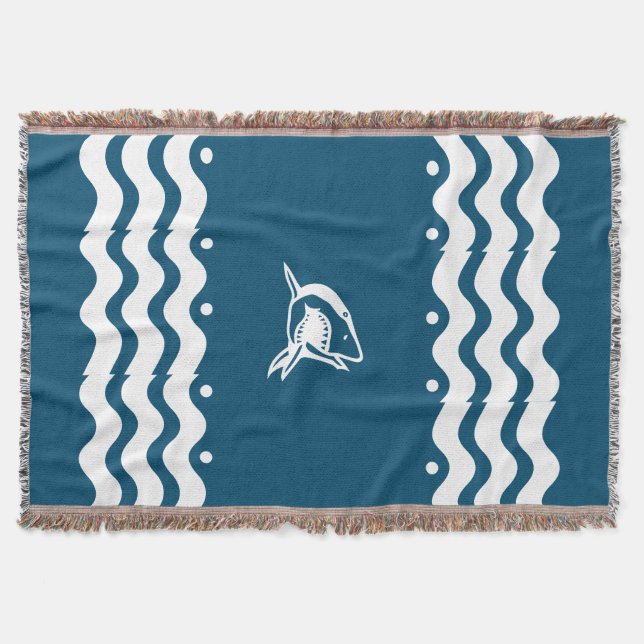 WHITE shark personalize / .choose colour backgroun Throw Blanket (Front)