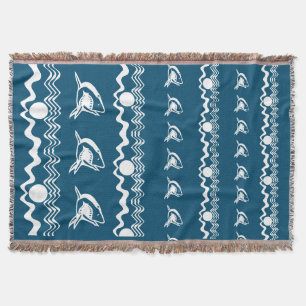 WHITE shark personalize / .choose colour backgroun Throw Blanket