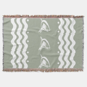 WHITE shark personalize / .choose colour backgroun Throw Blanket