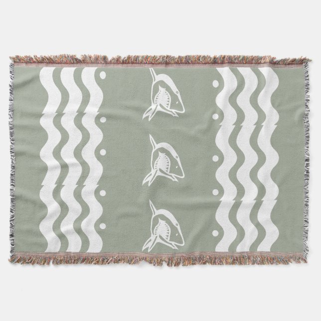 WHITE shark personalize / .choose colour backgroun Throw Blanket (Front)