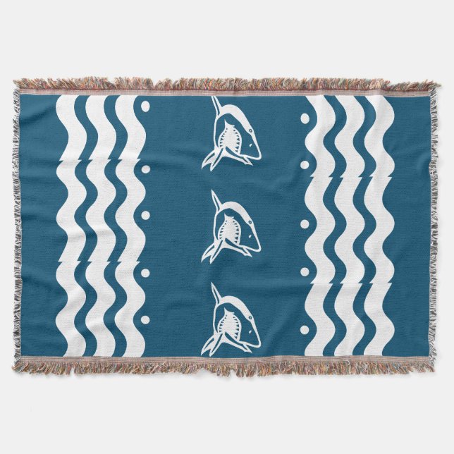 WHITE shark personalize / .choose colour backgroun Throw Blanket (Front)