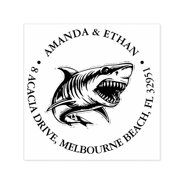White Shark Theme Self-inking Stamp (Design)