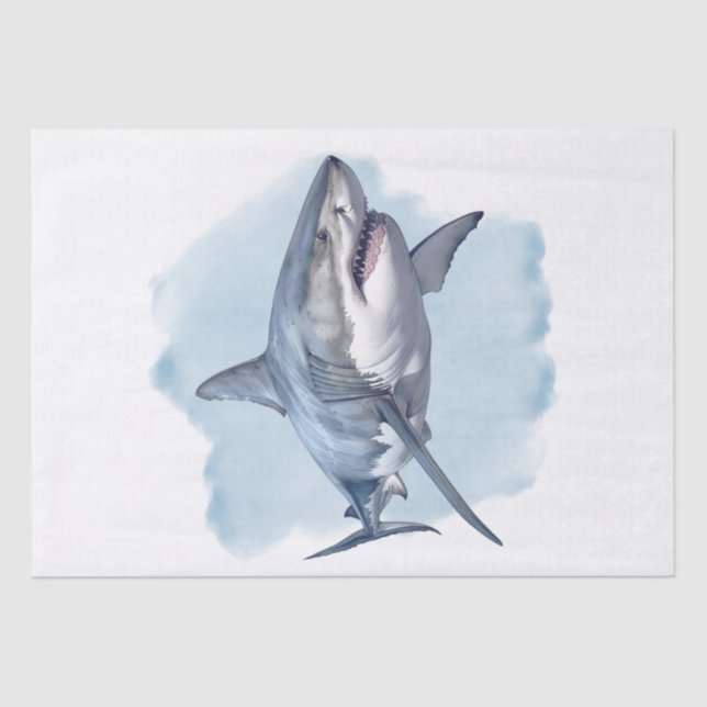 White Shark Watercolor Tissue Paper (Front)