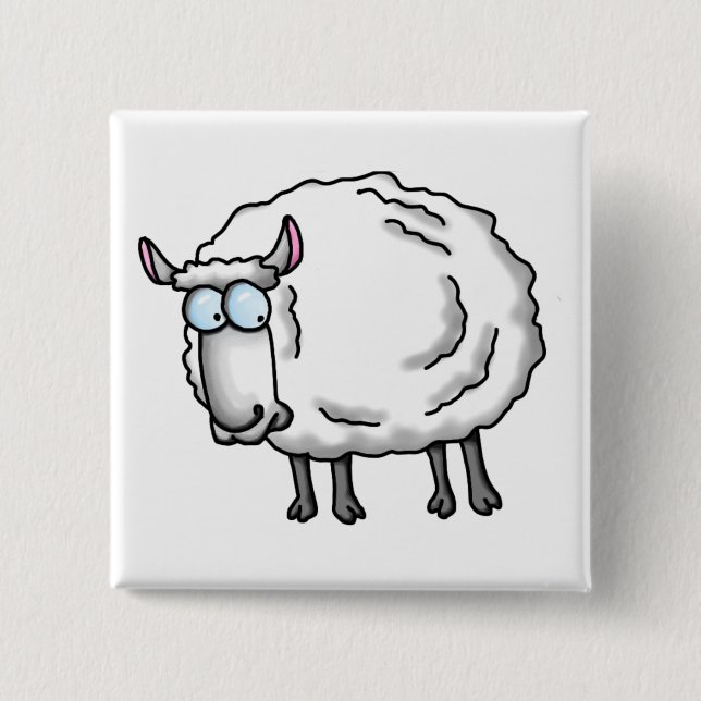 White sheep 2 inch square button (Front)