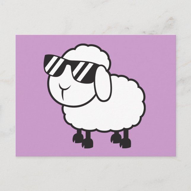 White Sheep in Sunglasses Cartoon Postcard (Front)
