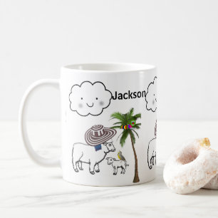 White Sheep Palm Tree Cloud Mug