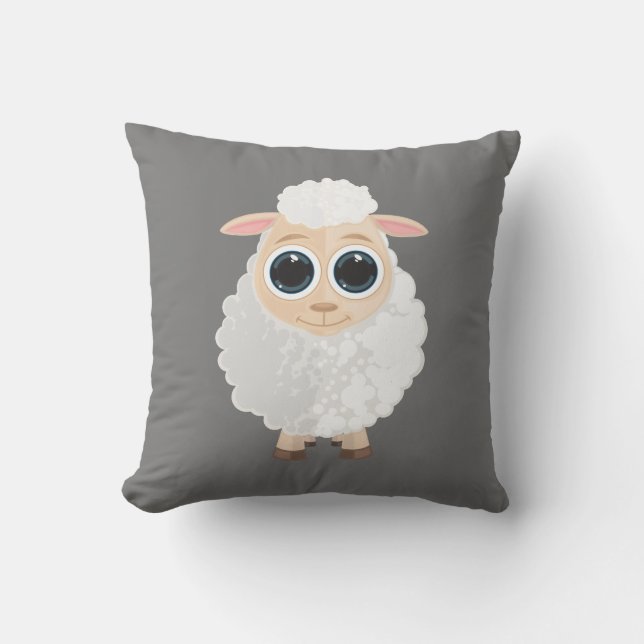 White Sheep  Throw Pillow (Front)