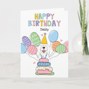 White Sheepadoodle Dog Happy Birthday Card