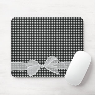 White Sheer Bow On Gingham Mouse Pad