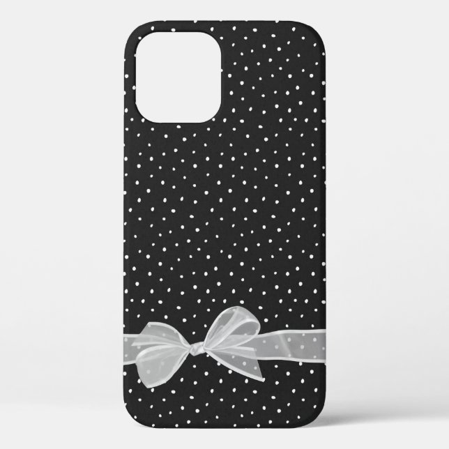 white sheer bow on polka dots Case-Mate iPhone case (Back)