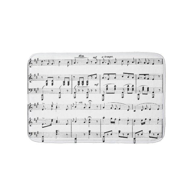 White Sheet Music Bath Mat (Front)