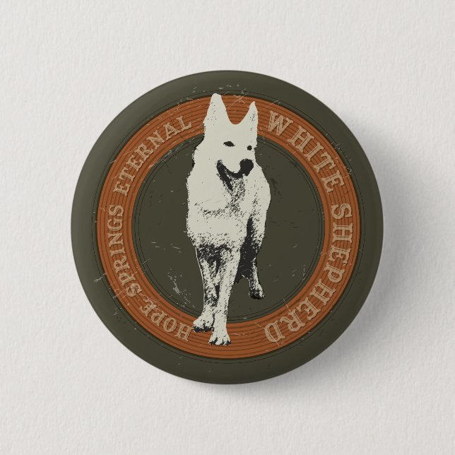 White Shepherd 2 Inch Round Button (Front)