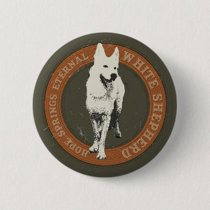 White Shepherd 2 Inch Round Button