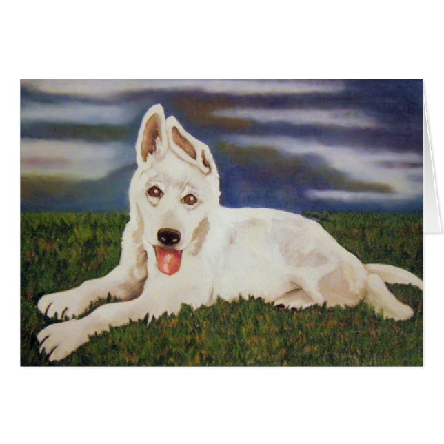 White Shepherd Dog Card (Front Horizontal)