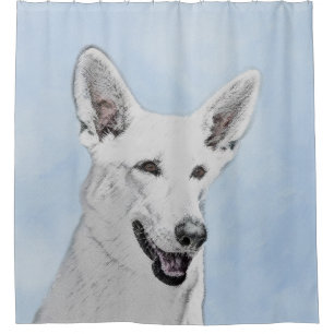 White Shepherd Painting - Cute Original Dog Art