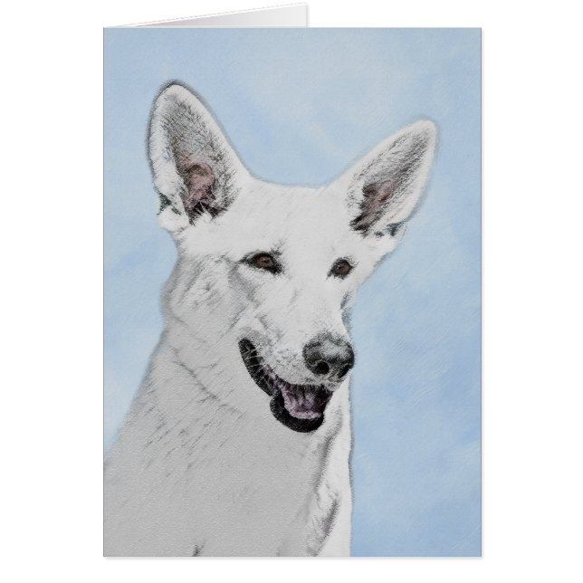 White Shepherd Painting - Cute Original Dog Art (Front)