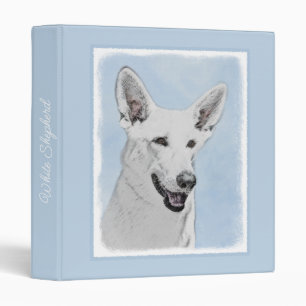 White Shepherd Painting - Cute Original Dog Art Bi Binder