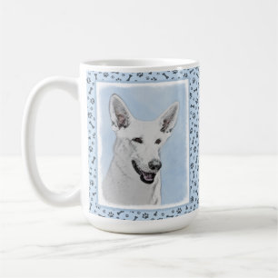 White Shepherd Painting - Cute Original Dog Art Coffee Mug