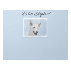 White Shepherd Painting - Cute Original Dog Art No Notepad