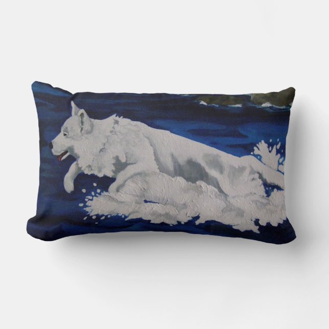 White Shepherd Splash Pillow (Front)
