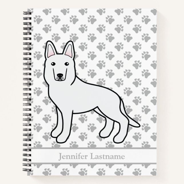 White Shepherd White German Shepherd & Custom Text Notebook (Front)