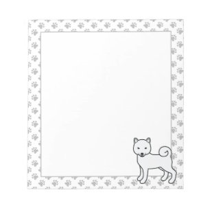 White Shiba Inu Cute Cartoon Dog & Paws Notepad